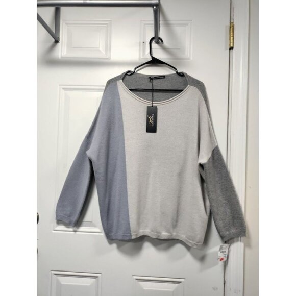 NWT BIANCALANCIA Color Block Oversized Cashmere blend Round Neck Sweater 46/10 - Picture 13 of 13